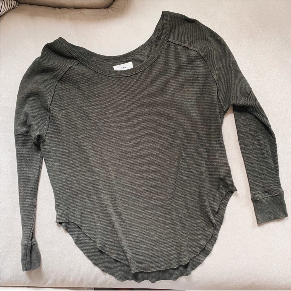 TNA | Size S | Casual Waffle Olive Long Sleeve Top